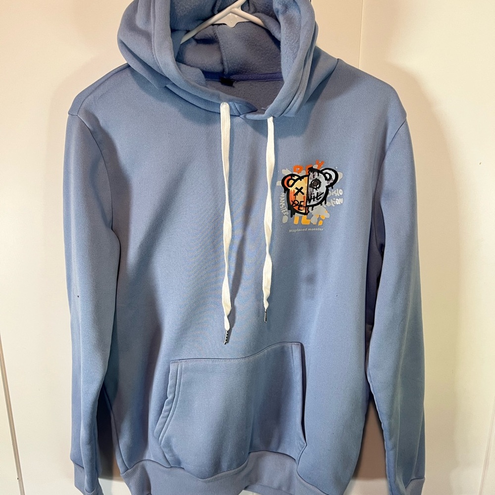 Misplaced Monster Blue Graphic Hoodie Size XS. Great condition!